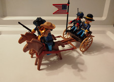 Playmobil Western 4 Soldaten ACW General Bürgerkrieg Nordstaaten Protze Pferd