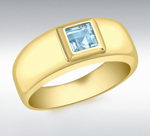 9ct gelbgold quadratisch blau - gelbgold,