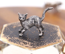 Antike Silberfigur -800er Silber- Miniatur Tierfigur Katze 2,7cm hoch #L1