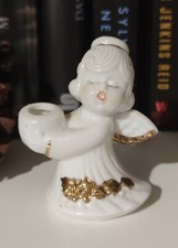 Vintage Engel - Weiß/gold - Porzellan/Keramikfigur Kerzenhalter