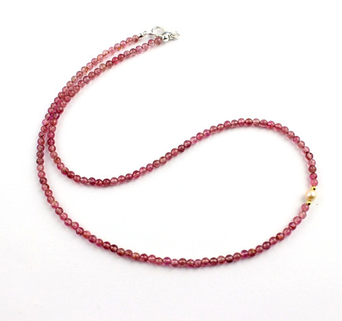 Rosa turmalin kette mit perle - turmalin,