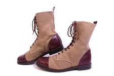 Paraboot Herren Stiefel Größe 44 (10,5) Braun Leder Segeltuch Schnürstiefel