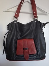 Damen Ledertasche Schwarz /Rot