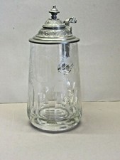 Antikes Bierglas mit Deckel - Schliffdekor - um 1900