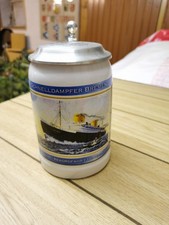 Bierkrug mit zinndeckel BREMEN BLAUES BAND Steingut Deutsche Post Collection 