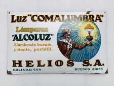 Emailschild Luz Comalumbra Petroleum Lampen - 80x50cm - Original um 1920