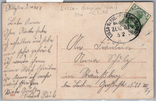 Bahnpost posen auf postkarte - bahnpost,