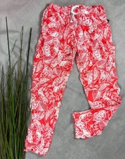Italy LEICHTE Crinkle Stretch JOGPANTS HOSE Grafikmuster ROT 38 40 42