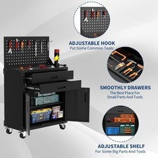 Werkzeugschrank Stahl Werkstattschrank Werkbank mit 2 Schubladen &Lochwand Haken