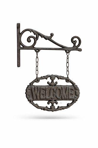 Welcome schild mit ausleger - schild,