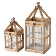 Windlicht Laterne Landhaus Holz Braun 18x18x38cm oder 24x24x56cm