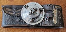 antiker Trachtengürtel / Geldranzen mit großer 800 Silber Schnalle - Balkan 1900