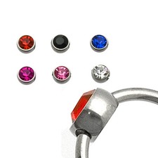 2er Set Piercing Flatback Klemmkugel größerer Kristall 3mm Lippenbändchen Ohr 