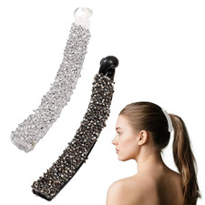 2 Stück Haarspangen Damen Strass,Französische Haarspange Silber,Bananenspange Gl