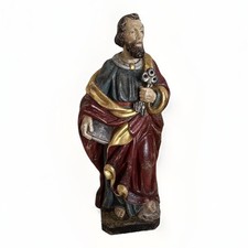 Heiliger Petrus, sehr hochwertige Holzschnitzarbeit aus Oberammergau 61x21cm