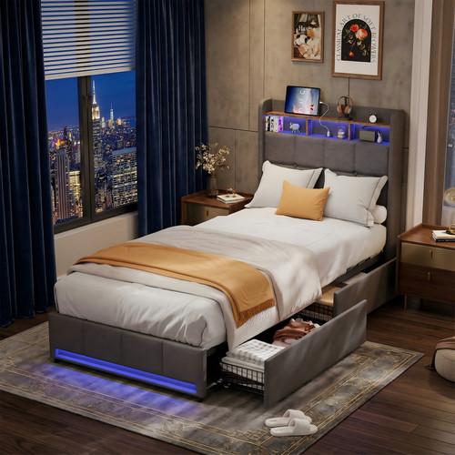 Polsterbett mit led usb - polsterbett,