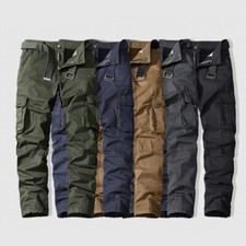 Herren Cargo Hose Chino Mit Taschen Outdoor Wanderung Trekking Jogger Freizeit