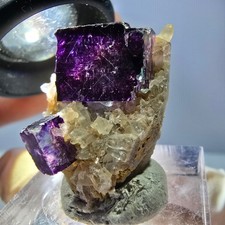 Phantom Fluorit Würfel, Quarz Stufe, grün lila Okorusu, Namibia 29*20*15mm