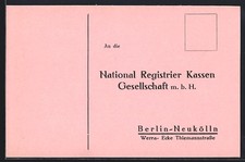 Berlin-Neukölln, National Registrier Kassen GmbH, Werbung, Ansichtskarte 