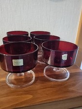 Wunderschöne Dessert Schalen bordeaux Glas Luminarc France 6 Stück 60er Jahre