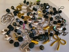 150g Perlenmix schwarz gold silber Perlenmischung Anhänger Perlenset 2129