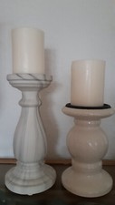 KERZENSTÄNDER (2), weiß Craquelé + grau-weiß marmoriert