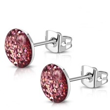 Ohrringe Ohrstecker Edelstahl Silberfarben Farbsteine Damen Durchmesser 8 mm
