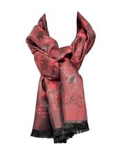 SEIDENSCHAL   AUS THAILAND  " ELEFANT " IN ROT   180 X 55 CM# SCHMUCKJAGD