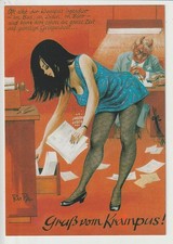  AK  Krampus ,   Sexy Frau