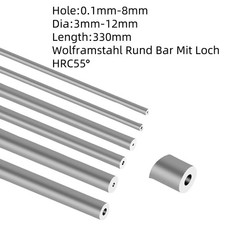 330mm Hartmetall Wolframstahl Rund Bar Mit Loch HRC55° Stäbe CNC Stange ⌀3mm12mm