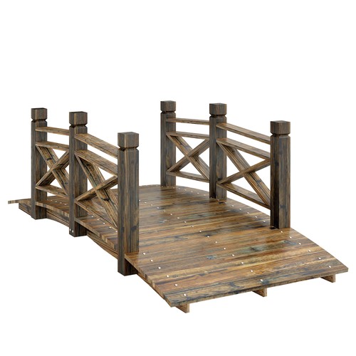 Holzbrücke mit geländer - mit,