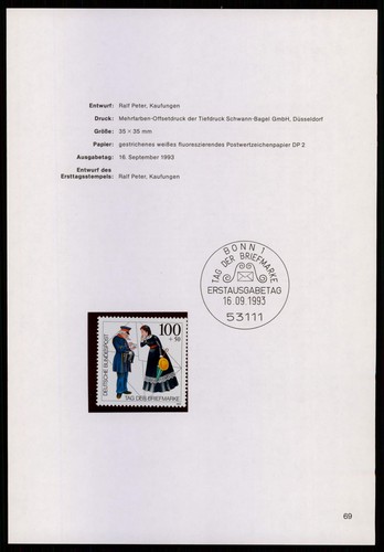 Brd schmuckblatt 1993 tag - schmuckblatt,