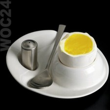 PORZELLAN Eierbecher SET mit Salzstreuer + Löffel aus EDELSTAHL