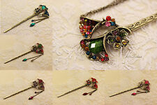 Haarstab Haarnadel Strass Blume Blüte Haarschmuck Hairpin Hair Stick A607