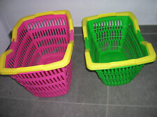 2x Einkaufskorb Kunststoffkorb Henkelkorb 2 Größen pink-gelb + grün-gelb