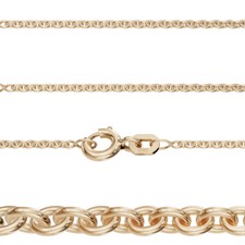 Juwelier Rund Anker Kette Stärke 1,2 mm aus Echt Gold 585 (14 Kt) Gelbgold Neu