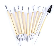 11-TLG. MODELLIERWERKZEUG BESTECK TON TÖPFERN KERAMIK MODELLIEREN WERKZEUG