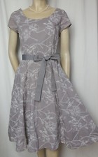 Laura Ashley Sommerkleid 40 Baumwolle grau weiß bestickt Blumen Hochzeit Kleid