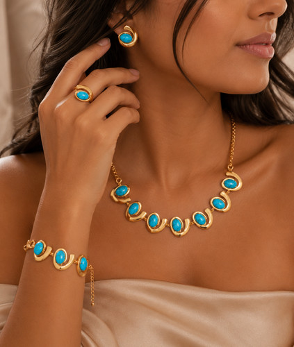Damen türkis schmuck set - damen, schmuck-set