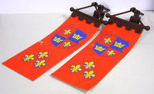 Playmobil 2  x Fahne Flagge Banner rot/blau mit Halterung für Lilienritter #3