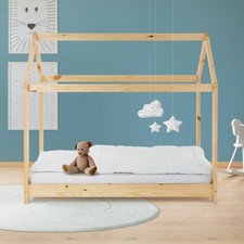 Kinderbett Bett Kinderhaus Bettgestell Holzbett Einzelbett 70x140 cm Natur