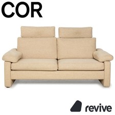 Cor Conseta Stoff Zweisitzer Beige Sofa Couch Kopfstützen