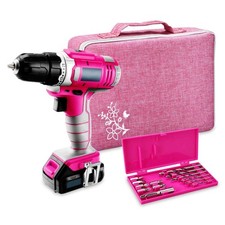 12V Li-Ion Akkuschrauber rosa Lady Damen Frauen Bohrmaschine 2-Gang LED Bits