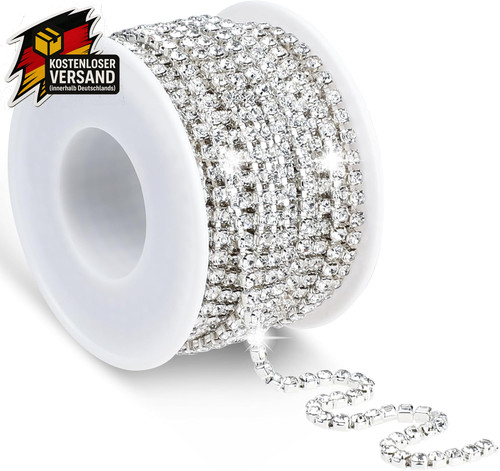 Silber strassband 10yards - 10yards, 3mm