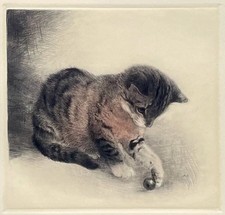 "Mietze spielt" Farbradierung