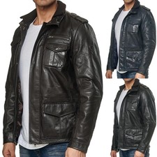 TAZZIO Jacke Lederjacke Trenchcoat Herren Echtleder Leder Mantel Parka Übergang