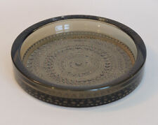 Rauchglas Schale Untersetzer 15 cm Tauperle Dekor 60er 70er Jahre