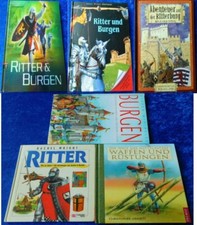 Ritter , Burgen , Mittelalter , Ritterburg , Waffen Rüstungen  6 Bücher Konvolut