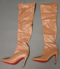 Sexy Overknee Stiefel Reißverschl. Stilettoabs. hellbraun Gr. 43 -(068)