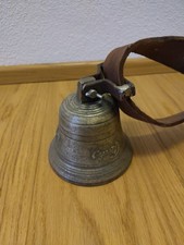 Schelle, Kuhschelle, Kuhglocke, mit Lederriemen, 12 cm Durchmesser